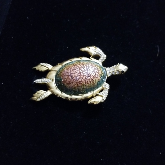 Vintage signed SJ Sea Turtle brooch - Picture 3 of 14